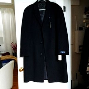 CHAPS NWT BLACK WOOL OVERCOAT  44R MENS